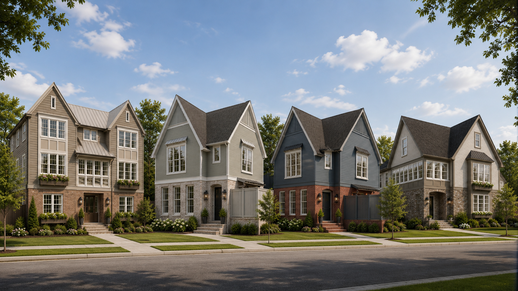 Four F Street Homes shown as one residential collection